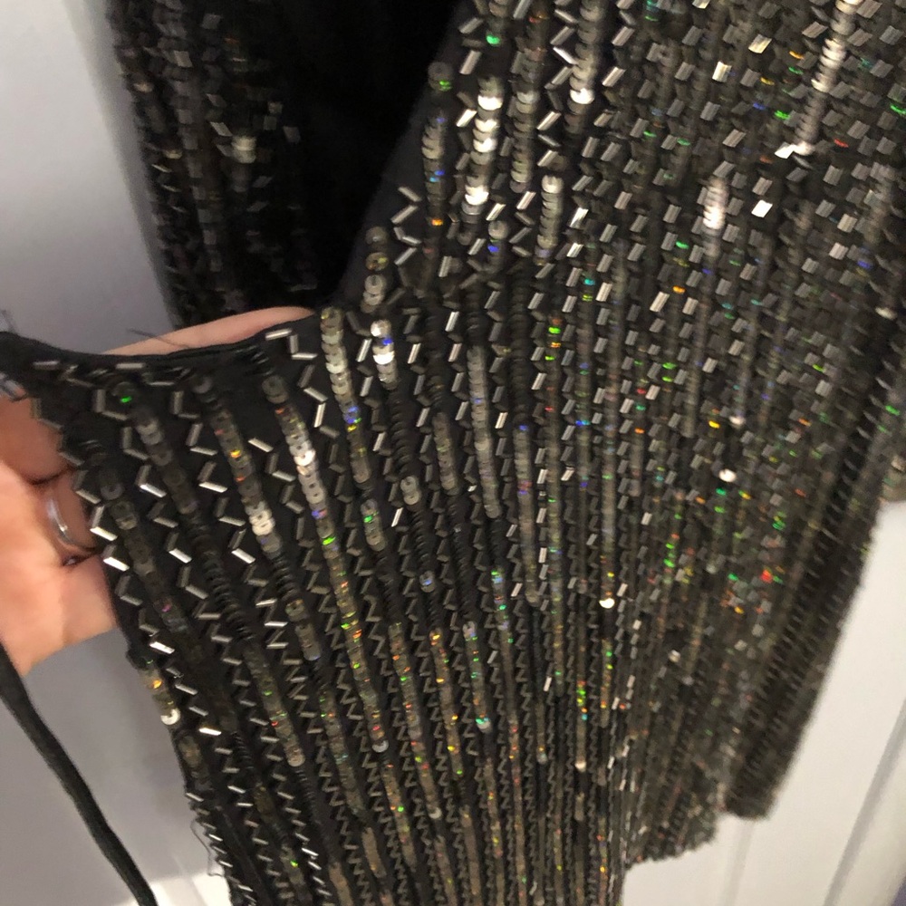 Parker Black Sequin/Beaded Cocktail Silk Dress - Picture 14 of 16